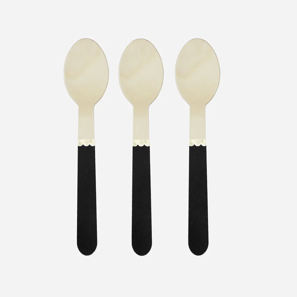 Best Party Pro 8 Small Black Wooden Spoons