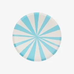 Shop Meri Meri 8 Small Sky Blue Striped Plates