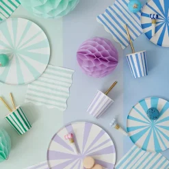 Shop Meri Meri 8 Small Sky Blue Striped Plates