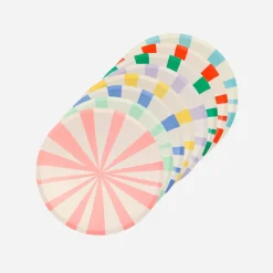 Clearance Meri Meri 8 Small Striped Plates Mix Colors