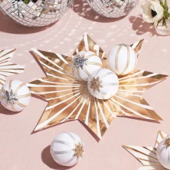 Discount Meri Meri 8 Star Plates With Golden Stripes