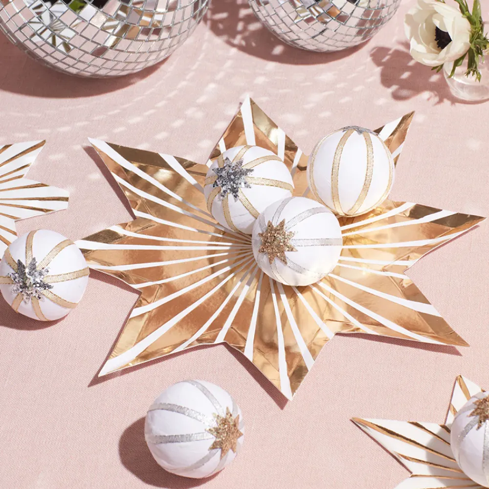 Discount Meri Meri 8 Star Plates With Golden Stripes