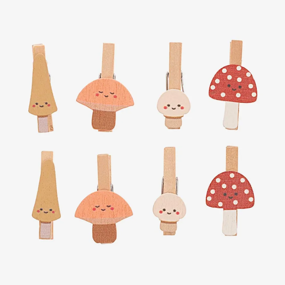 New Rico Design 8 Wooden Mushroom Clips