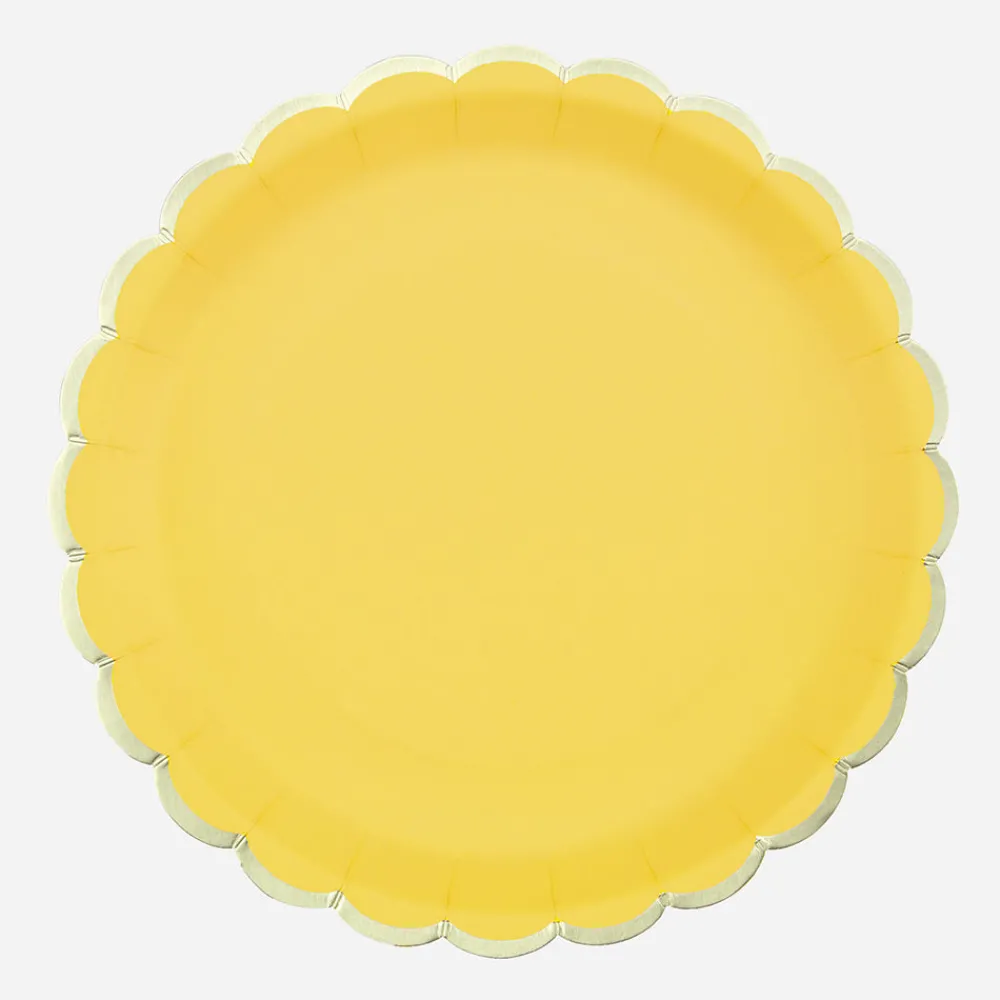 New Party Pro 8 Yellow Scalloped Plates