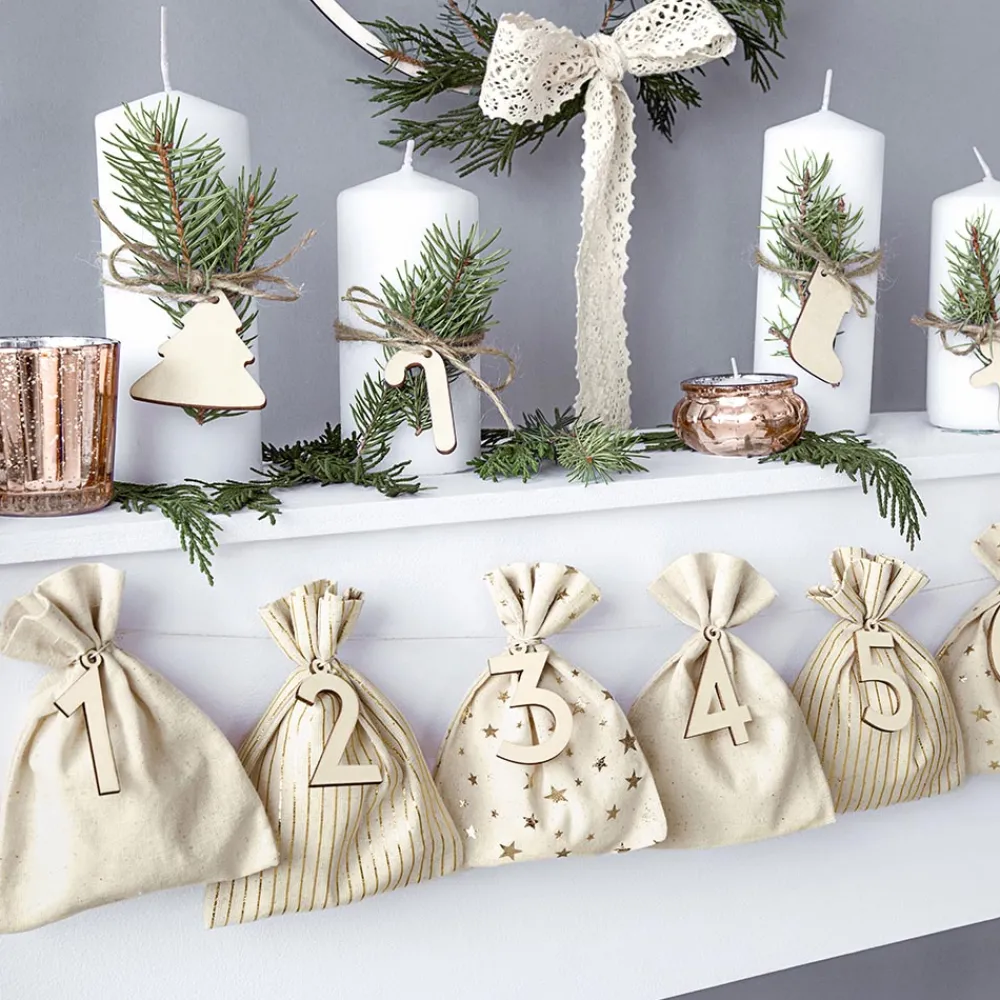 Cheap Party Deco Advent - Advent Calendar Cotton Bags