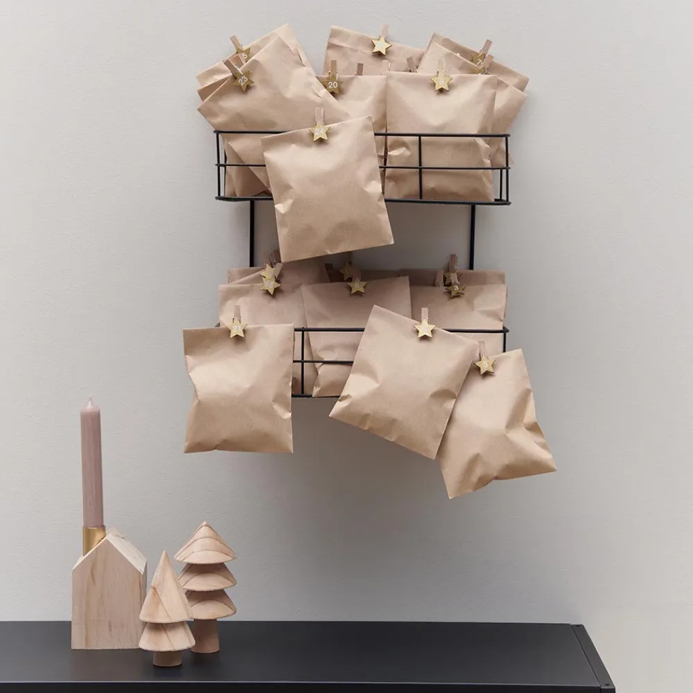 Cheap Rico Design Advent Calendar - 24 Golden Wooden Star Clips