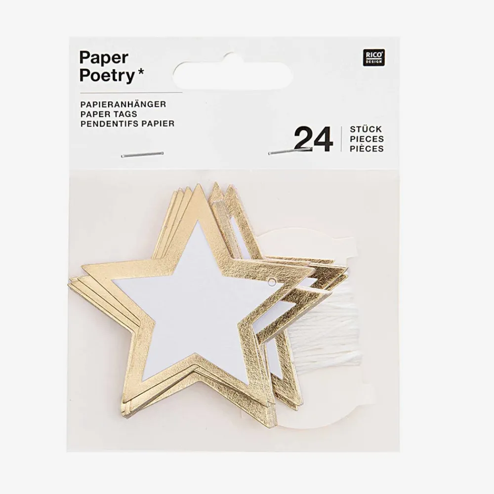 Sale Rico Design Advent Calendar - 24 White And Gold Star Labels