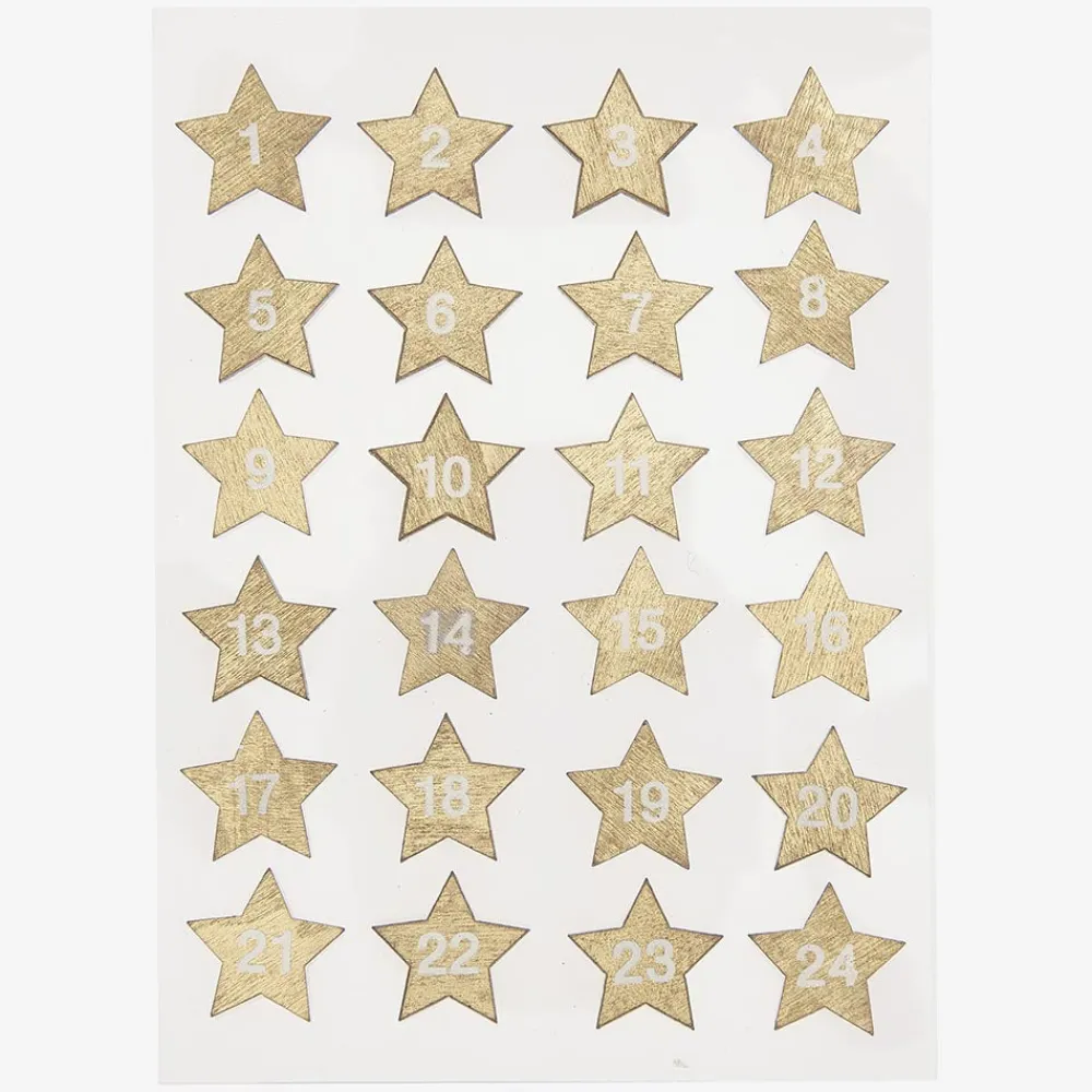 Best Sale Rico Design Advent Calendar - 24 Wooden Star Stickers With Golden Stickers