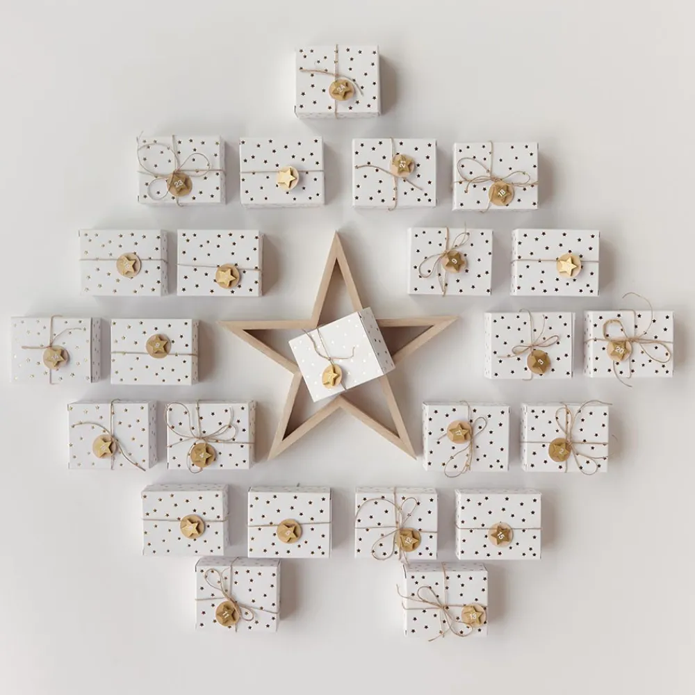 Best Sale Rico Design Advent Calendar - 24 Wooden Star Stickers With Golden Stickers