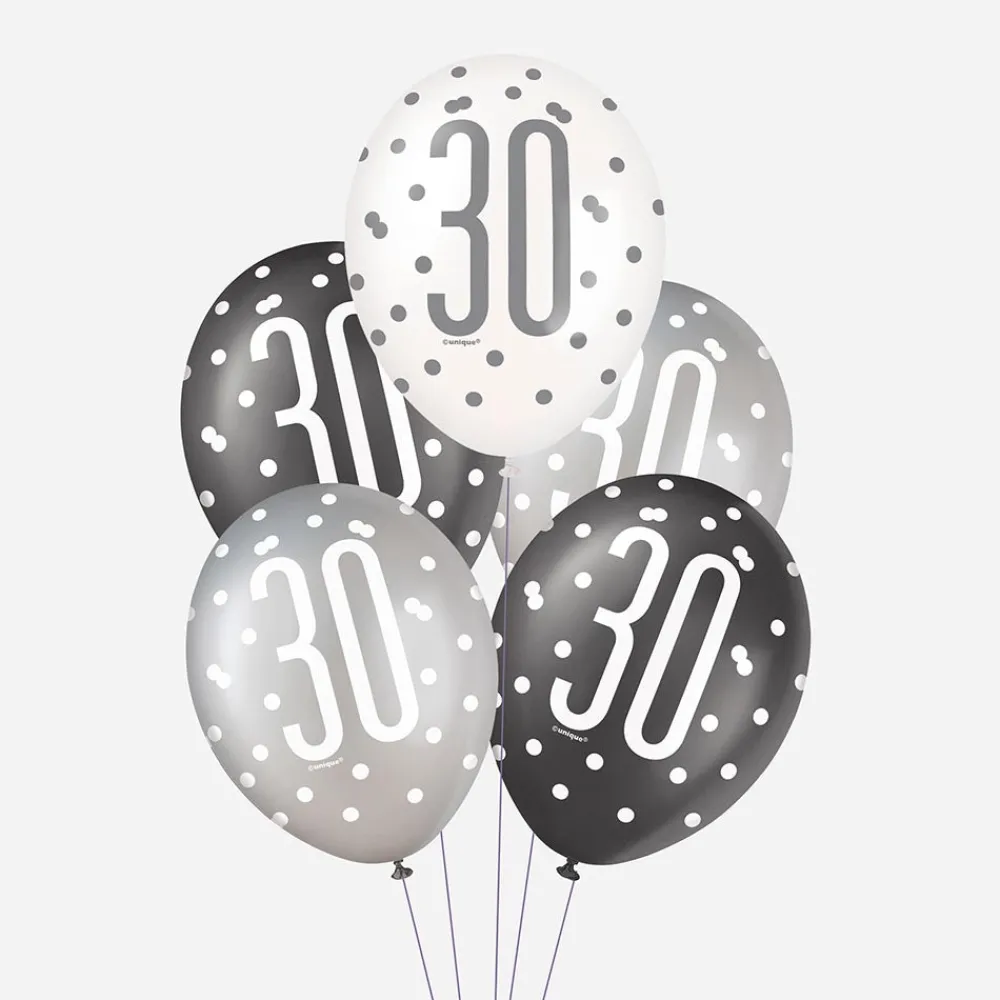 Best Unique Party Balloon: 6 Black 30Th Anniversary Balloons
