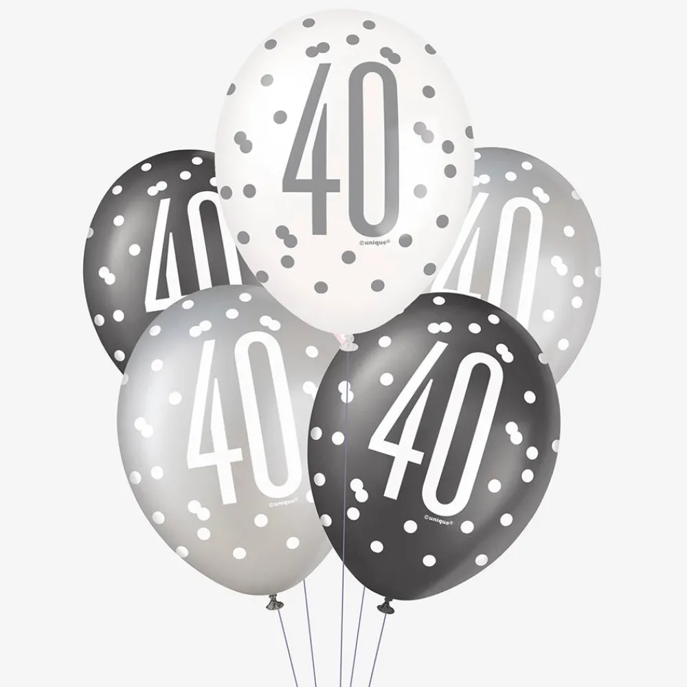 Cheap Unique Party Balloon: 6 Black 40Th Anniversary Balloons