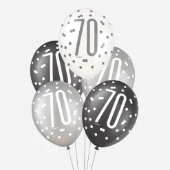 Discount Unique Party Balloon: 6 Black 70Th Anniversary Balloons