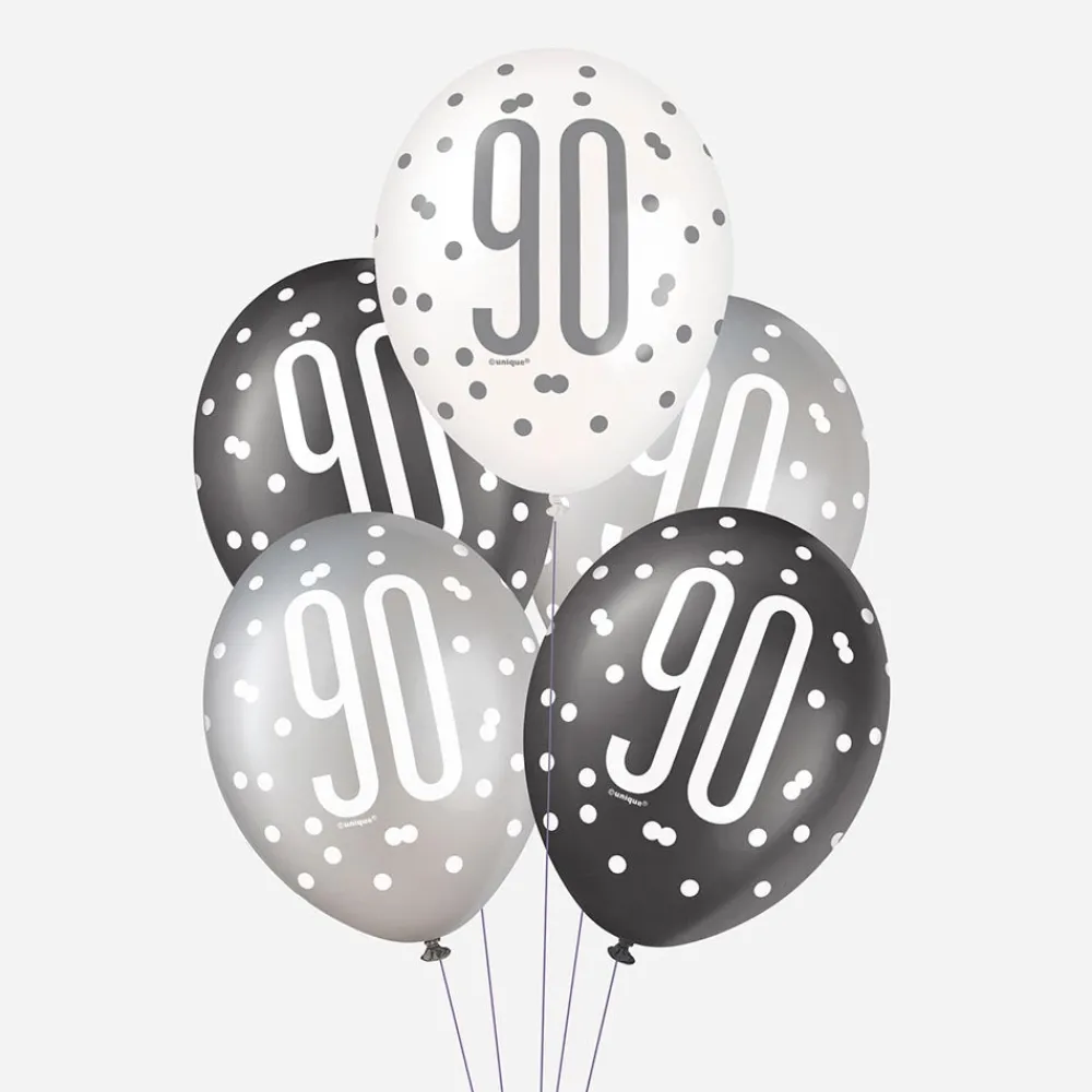 New Unique Party Balloon: 6 Black 90Th Anniversary Balloons