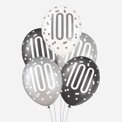 Store Unique Party Balloon: 6 Black 100Th Anniversary Balloons