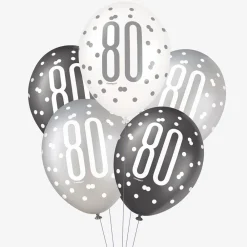 New Unique Party Balloon: 6 Black 80Th Anniversary Balloons