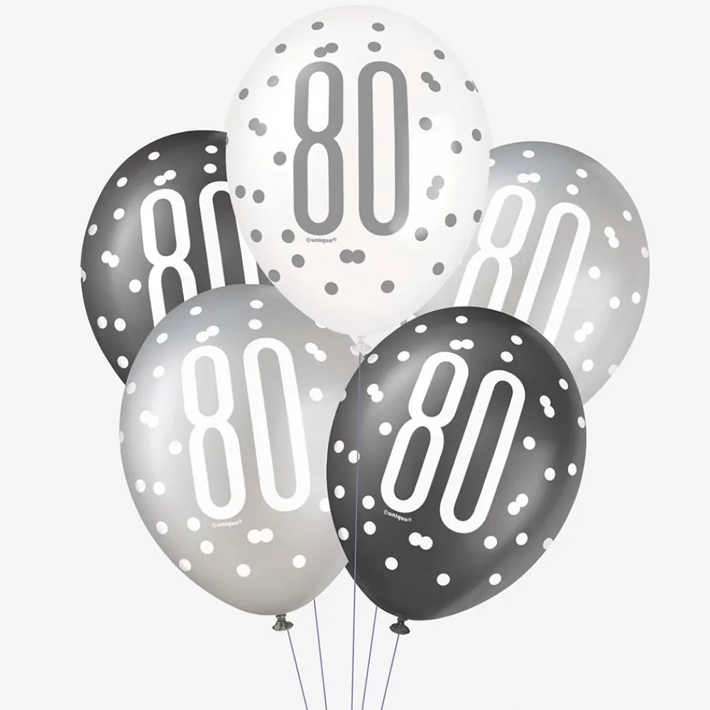New Unique Party Balloon: 6 Black 80Th Anniversary Balloons