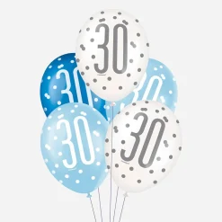 Hot Unique Party Balloon: 6 Blue 30Th Anniversary Balloons