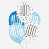 Discount Unique Party Balloon: 6 Blue 100Th Anniversary Balloons