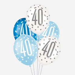 Sale Unique Party Balloon: 6 Blue 40Th Anniversary Balloons