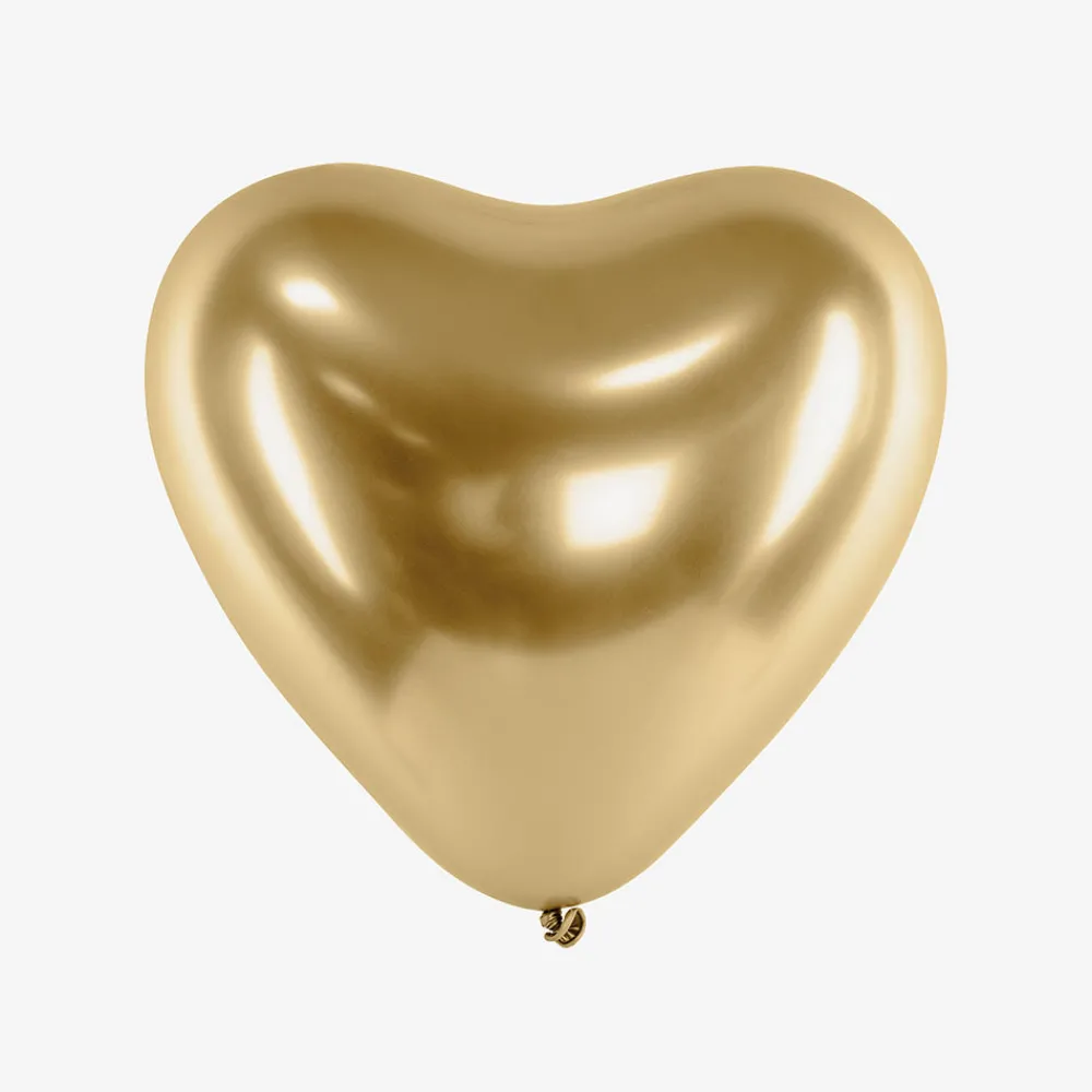 Fashion Party Deco Balloon: 1 Golden Chrome Heart Balloon