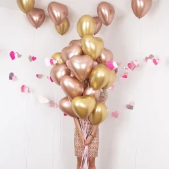 Fashion Party Deco Balloon: 1 Golden Chrome Heart Balloon