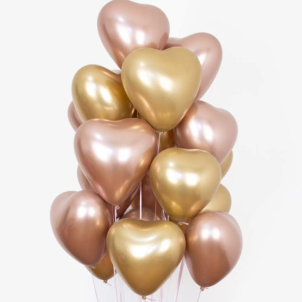 Fashion Party Deco Balloon: 1 Golden Chrome Heart Balloon