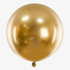 Online Party Deco Balloon: 1 Round Golden Chrome Balloon (60Cm)