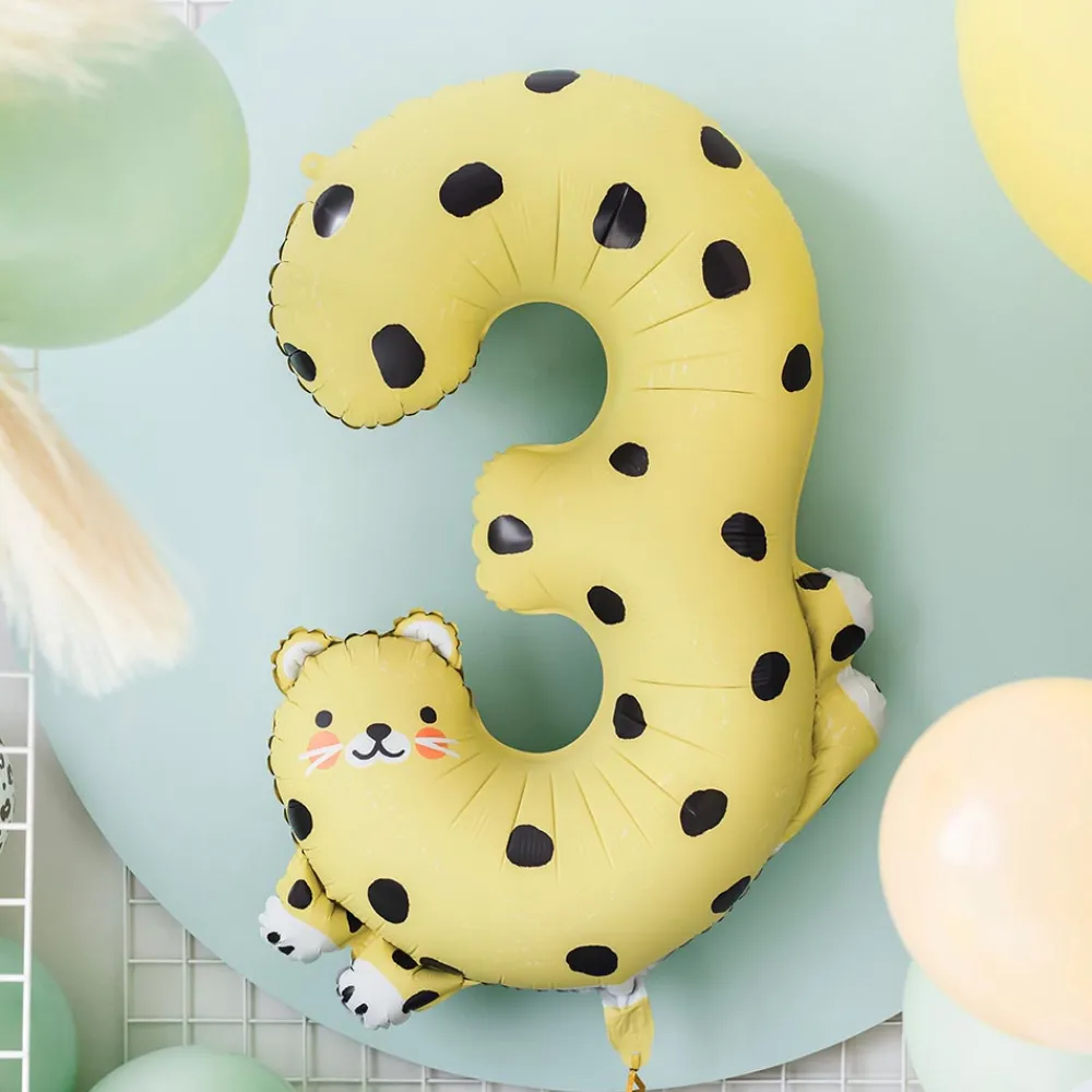 Cheap Party Deco Balloon Number 3 Cheetah