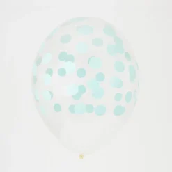 Outlet My Little Day Balloons: 5 Aqua Confetti Printed Balloons