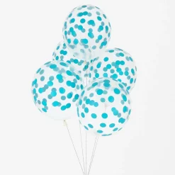 Flash Sale My Little Day Balloons: 5 Balloons Printed With Blue Confetti