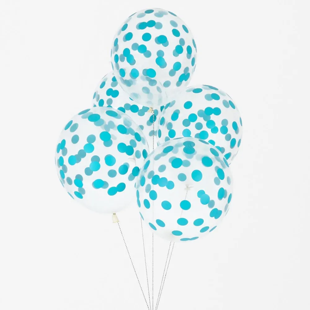 Flash Sale My Little Day Balloons: 5 Balloons Printed With Blue Confetti