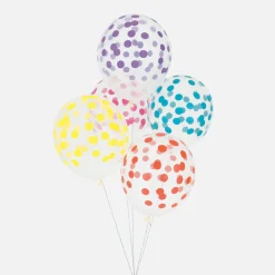 Hot My Little Day Balloons: 5 Balloons Printed With Multicolored Confetti