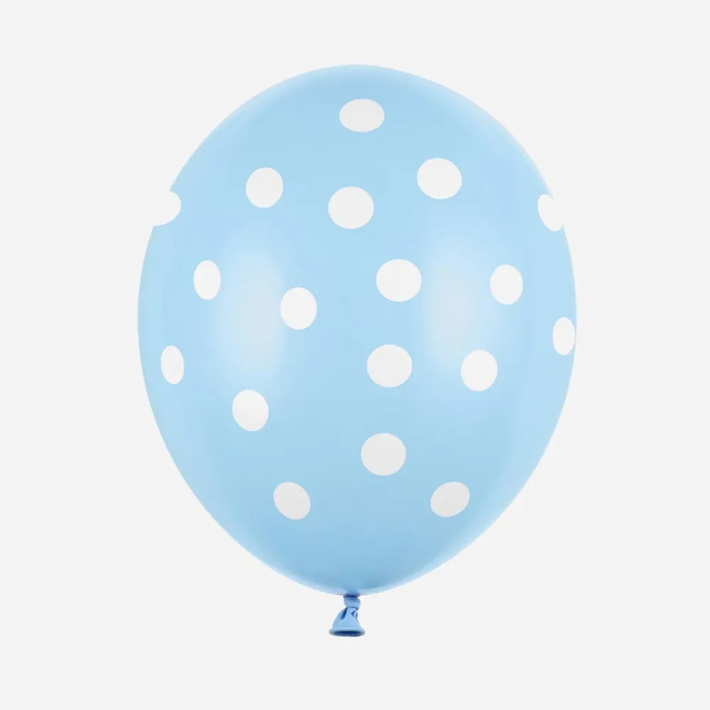 Outlet Party Deco Balloons: 6 Blue Balloons With White Dots