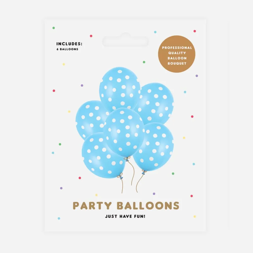 Outlet Party Deco Balloons: 6 Blue Balloons With White Dots