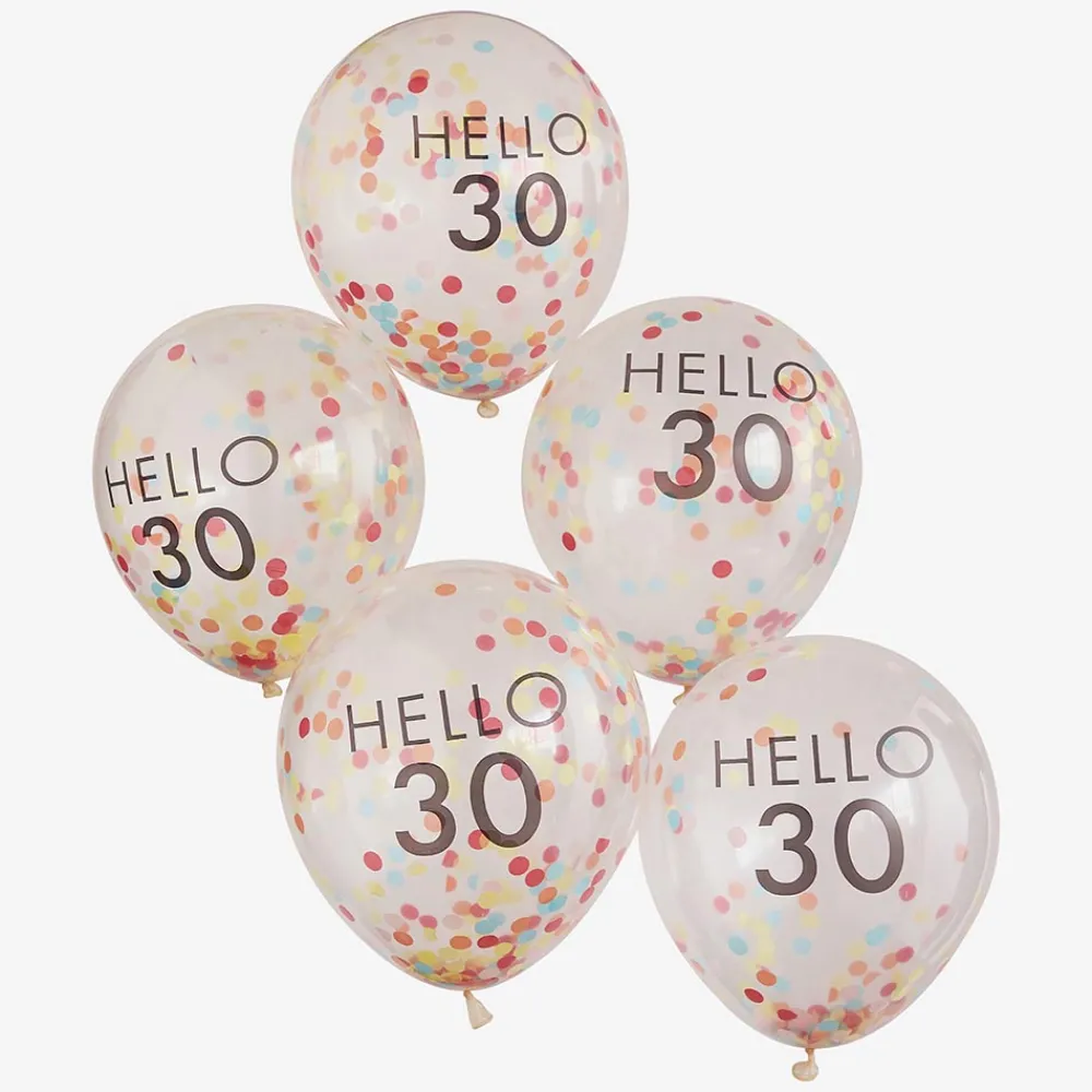Flash Sale Ginger Ray Balloons: 5 Confetti Balloons 30 Years