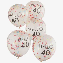Store Ginger Ray Balloons: 5 Confetti Balloons 40 Years