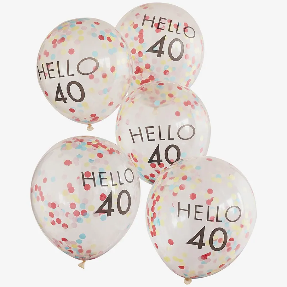 Store Ginger Ray Balloons: 5 Confetti Balloons 40 Years