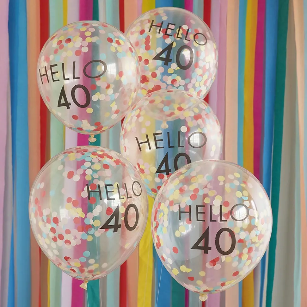 Store Ginger Ray Balloons: 5 Confetti Balloons 40 Years