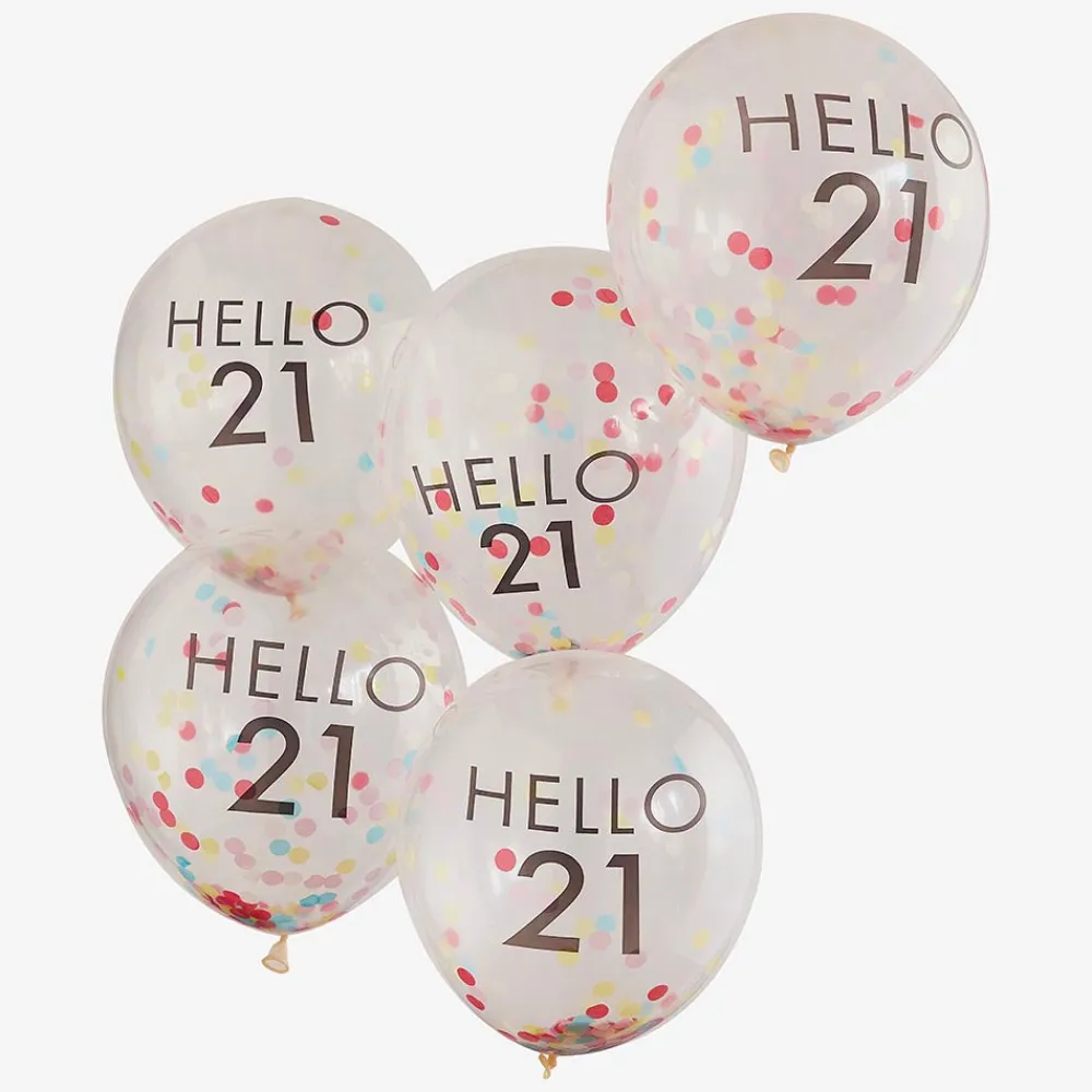New Ginger Ray Balloons: 5 Confetti Balloons 21 Years