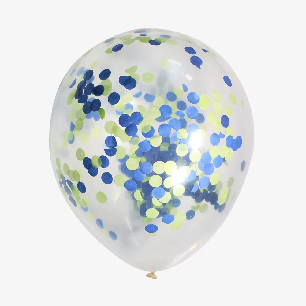 Store Ginger Ray Balloons: 5 Green And Blue Confetti Balloons
