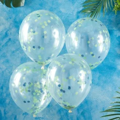 Store Ginger Ray Balloons: 5 Green And Blue Confetti Balloons