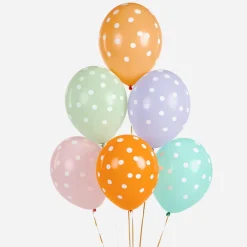 New Party Deco Balloons: 6 Pastel Balloons With White Dots