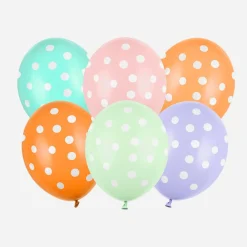 New Party Deco Balloons: 6 Pastel Balloons With White Dots