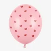 New Party Deco Balloons: 6 Pink Balloons With Red Hearts