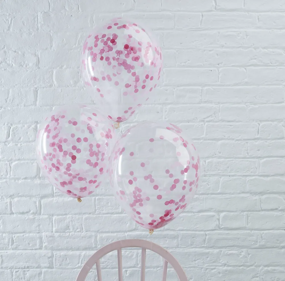 Online Ginger Ray Balloons: 5 Pink Confetti Balloons