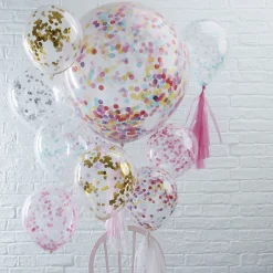 Online Ginger Ray Balloons: 5 Pink Confetti Balloons