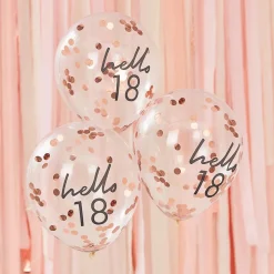 Hot Ginger Ray Balloons: 5 Rose Gold 18St Birthday Confetti Balloons
