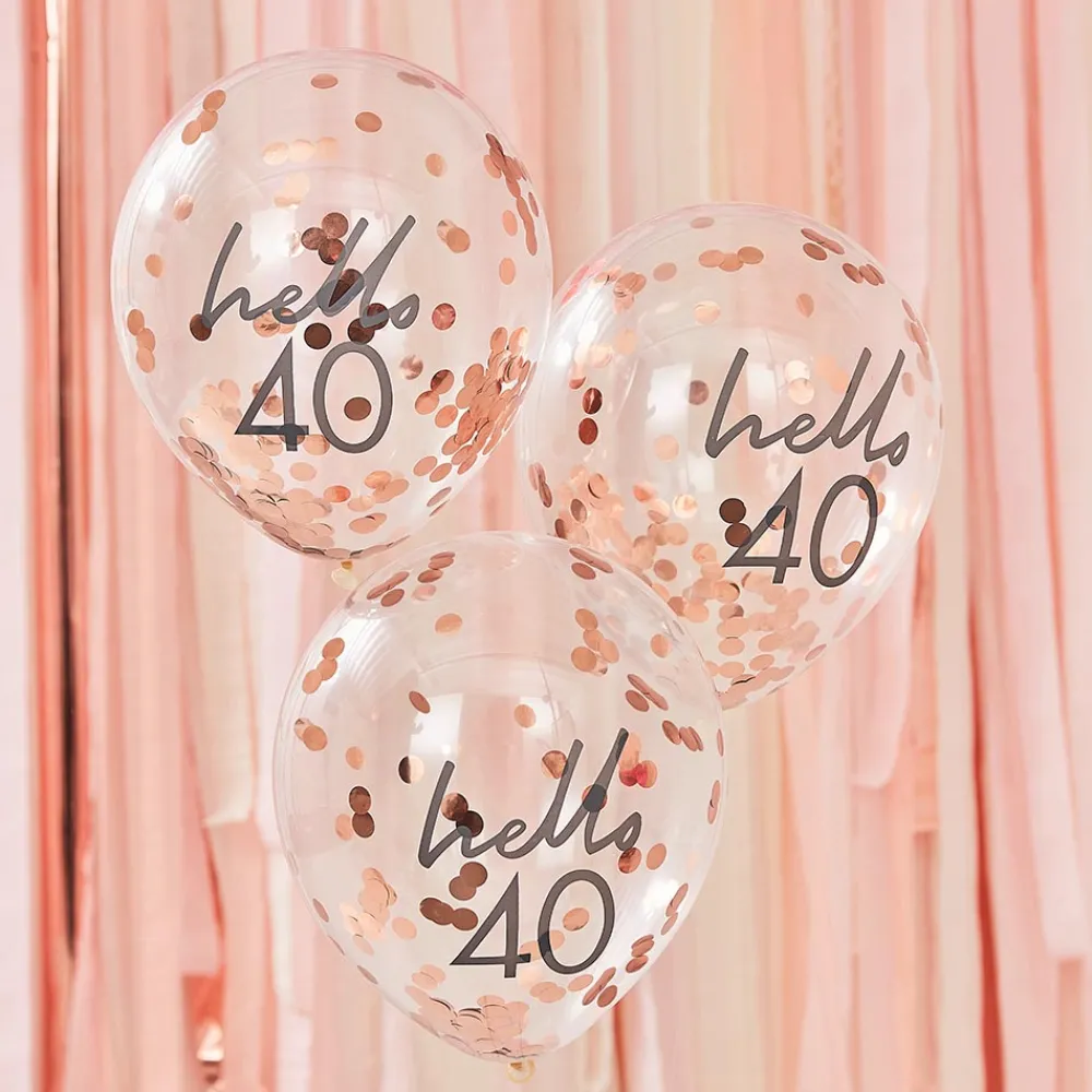 Flash Sale Ginger Ray Balloons: 5 Rose Gold 40St Birthday Confetti Balloons