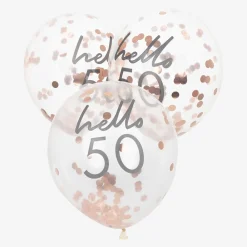 Cheap Ginger Ray Balloons: 5 Rose Gold 50St Birthday Confetti Balloons