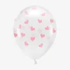 Shop Party Deco Balloons: 6 Transparent Pink Heart Balloons